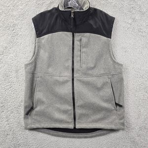 Duluth Trading Co Men's  Gray Black Shoreman's Fleece Vest Gridlock Size M